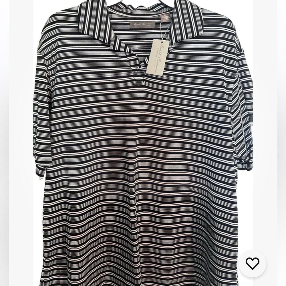 NWT Men’s XL Cremieux Navy/White Striped Short Sleeve Shirt with Collar $85